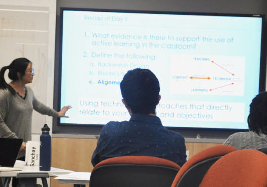 Person presenting on active learning in the classroom