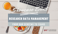 Showcase title slide with computer and food 